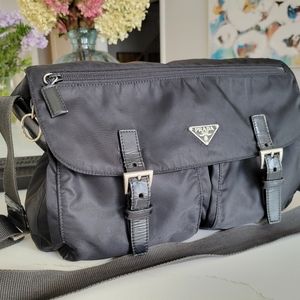 Prada 🖤 Black Vela Nylon BT1738 Messenger Bag
